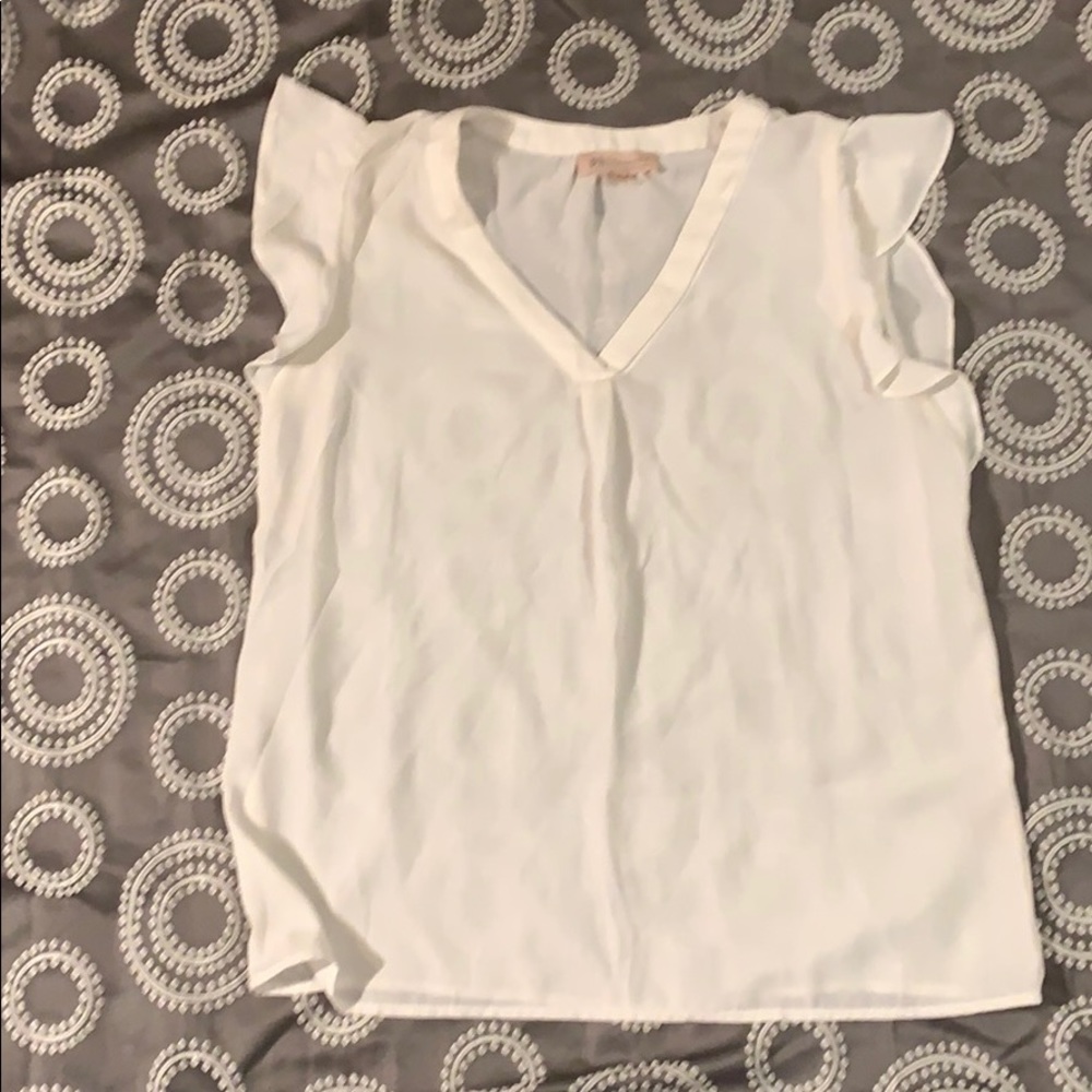 Gorgeous Philosophy Cream dressy short sleeve top